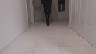 Sissy walking in 12cm High Heels on Hard Floor