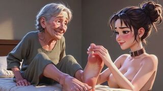 Granny Foot Mistress - Beautiful Submissive Licking Her Wrinkled Soles