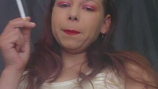 Red Lipstick & Match Light – Classic Smoking Moment