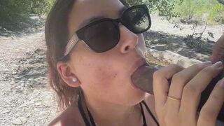 NoGagLola SLOPPY PUBLIC BLOWJOB+RISKY LOCAL RIVERPARK BASEMENT THROATFUCK