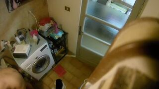 SECURITY CAM VOYEUR: Nicoletta Spied on from Above in Her Bathroom
