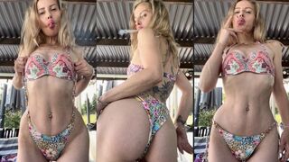 Bikini girly smokes Eve 120 outdoors