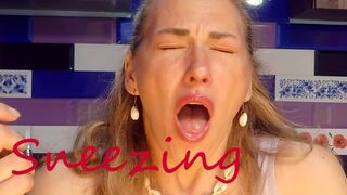 Licking Lollipop and sneezing