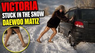 Vika shiny tights ballet shoes stuck in the snow moving backwards 4 full video 27 min