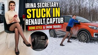 Irina Black tights of ballet shots stuck in the snow 4K full video 15 min