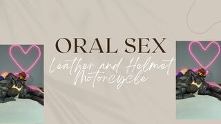 oral sex in leather and helmet motorcycle