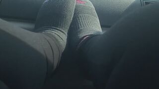 Passenger Princess Sock Tease – Soft Rubbing on the Dash