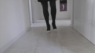 High Heel Walking and Posing in white Stiletto Pumps