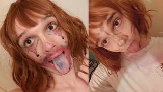 19 old puke slut - cute slim femboy sissy pukes on 8 inch dildo