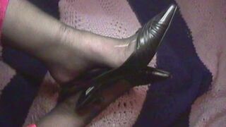 Black Slingbacks and Black Hose