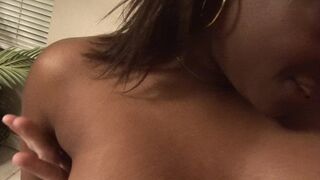 Black stepsis gets her hairy box filled with thick white cock