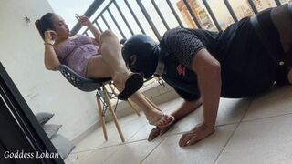 Goddess Lohan - Worship My Feet and Lick My Dirty Slippers While I Enjoy the View and Smoke My Cigarette - PT2
