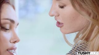 TUSHY Curvy Anal-Loving Besties Octokuro & Ivy Maddox Share A Thick Cock
