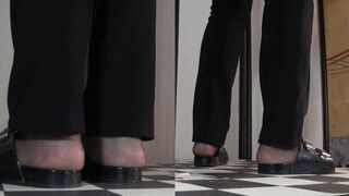 Tanja crushes my penis under three pairs of worn-out shoes - Cam 2