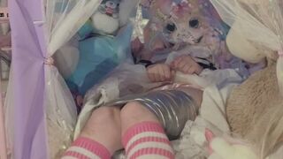 Bound and turned into dumb diapered doll