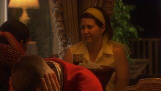 Hot brunette seduces a nerdy guy with her stunning body