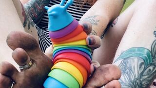 Toy play between my feet