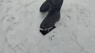 Katya crush the smartphone with her boot, jumping and trampling and walking on it + destroys a toy car