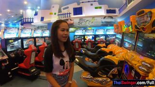 Thai MILF cutie girlfriend masturbates pussy and jerks BFs big dick