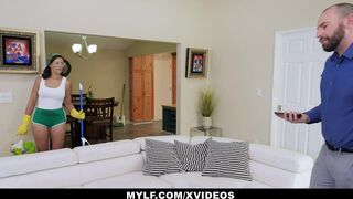 Big Titted Milf Maid Penny Barber Rides Her Boss And Lets Him Cum In Her Thirsty Mouth For Money