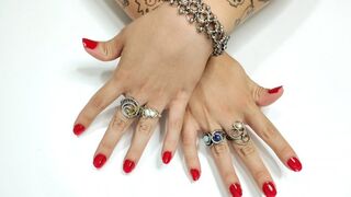 Doing manicure on my beautiful nails