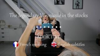 The legendary Veronique of "French Tickling" tickled in the stocks Part 2 ( French speaking with English subtitles )