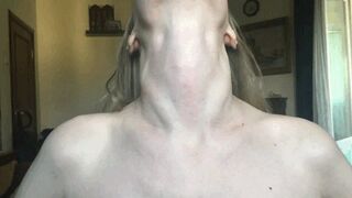 A long neck, Adam's apple, and veins