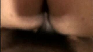 Fat ebony squeeze balls of a black guy and rides his big dick POV