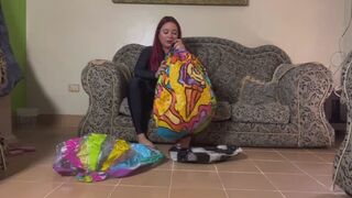 Blowing beach balls
