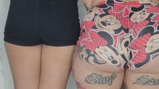 My girl learns to fart next to me I give her fart lessons and both in sexy shorts