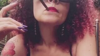 Cigar Smoking Domme - mouth open ready