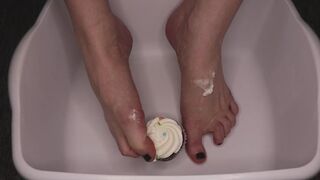 Whipped Cream Chocolate Cupcake Crush With Feet