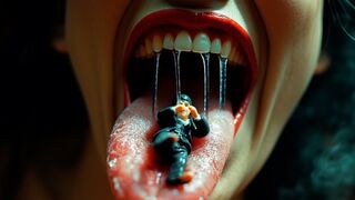 Giantess Trapped Him In Her Mouth On Her Tongue | Vore, Saliva | 720p