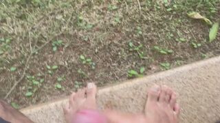 Cum in the backyard