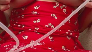 Pumping in a beautiful sundress