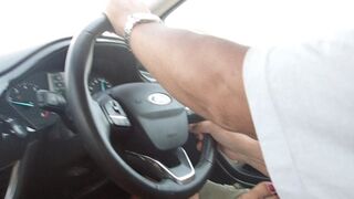Car footsie and footjob