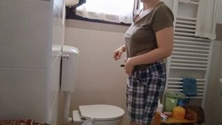 The alien fucks my belly button in the bathroom