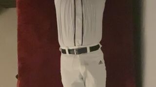 Baseball player spread eagle