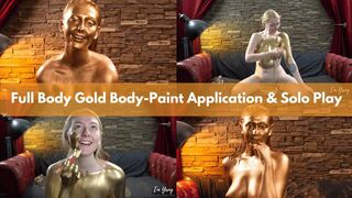 Full Body Gold BodyPaint & Solo Play with Glass Dildo