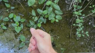 Risky Outdoor Cum Shot in the Wetlands!