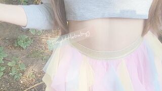Tinylittlebabyg flashes her Princess panties outside teasing step daddy