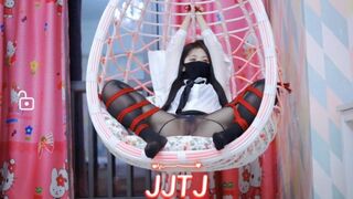 A girl who is played with by multiple adult toys