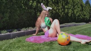 Curvy Easter Bunny - Inflatable Egg Blowing, Playtime, Deflating