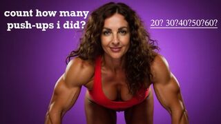 strong woman doing push-ups naked