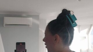 Stevie's backwards mirror selfie sneezes
