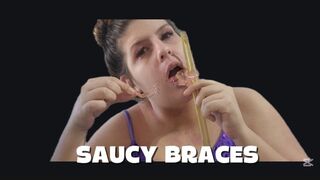 Braces Licked and Dipped ( Saliva Play with Sushi Sauce)