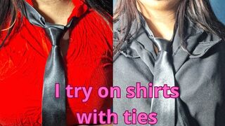 Trying on shirts and ties