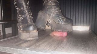Stomping a cock beneath my chunky goth boots