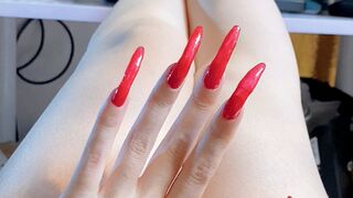 MY RED NAILS TOUCH YOU