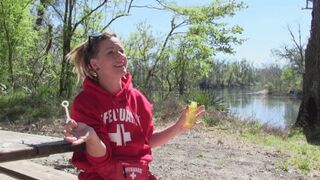 Lifeguard Fayth Practices Blowing Bubbles - WMV
